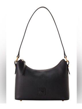 Dooney Bourke Classic Black Leather baguette Shoulder Bag